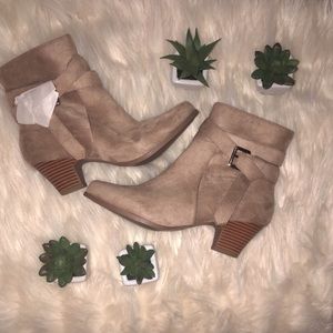 Beige Suede Booties